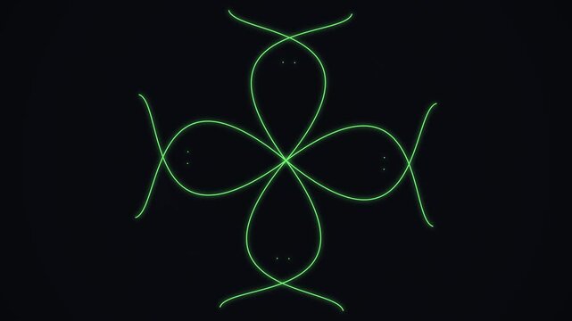 Abstract Glowing Green Geometric Lines Intersecting and Forming Complex Patterns on a Dark Background