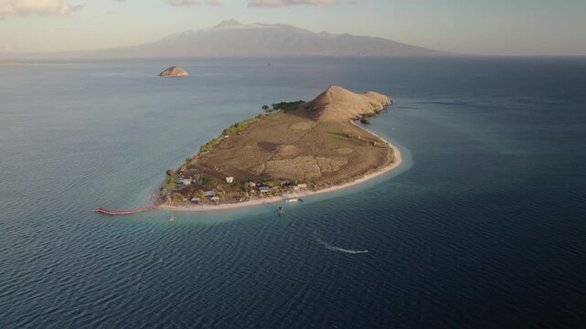 Aerial view of Kanawa Island in the Flores Sea, Indonesia.