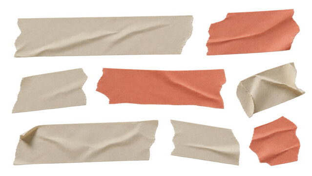 Masking tape strips adhesive collection isolated on transparent background