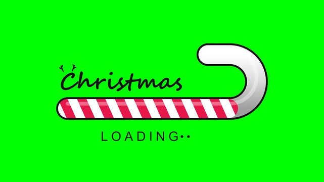 Faithful candy-cane loading recreation on solid chroma GREEN background with NO shadows: a black-outlined candy cane tube - horizontal pill bar whose right end hooks upward and curls left with a round