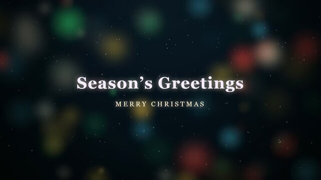 Festive Christmas greetings text over blurred colorful bokeh lights background for holiday celebrations