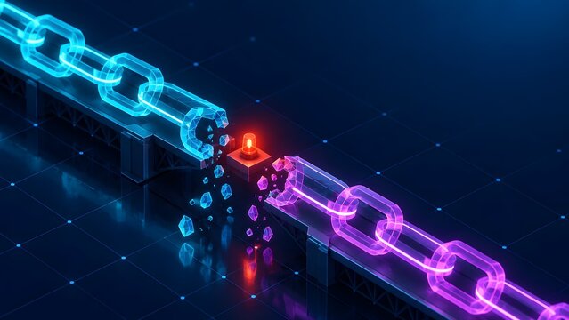 Breaking Digital Chain With Red Alert Siren Representing Network Vulnerability and Data Breach