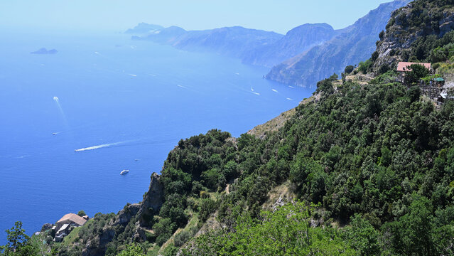 View from the Path of the Gods along the Amalfi Coast Looking toward Positano