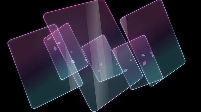 Abstract glassmorphic rectangles floating in seamless motion loop