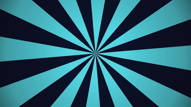 Cyan and dark blue sunburst radial background, animation, retro comic, style motion abstract