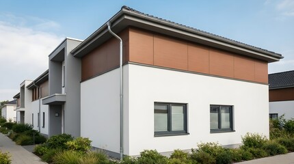 Fototapeta premium Modern Townhouses with Contemporary Architecture and Landscaping