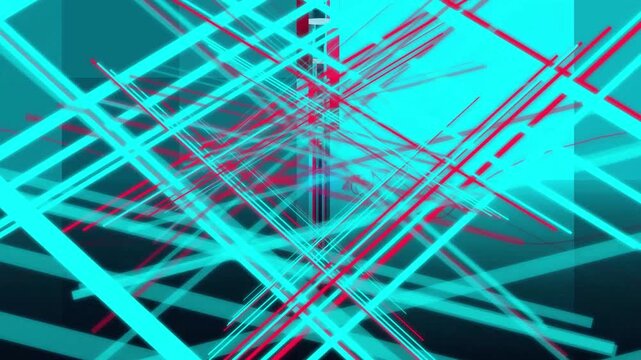 Abstract neon motion background, with intersecting red, and cyan light, lines for digital, technology and modern projects