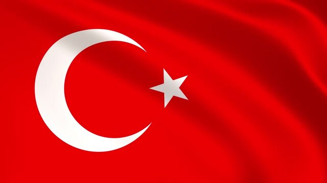 Turkey flag waving in the wind, Turkish national flag background 4k animation