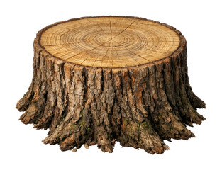 Obraz premium PNG Tree stump with detailed bark and growth rings.