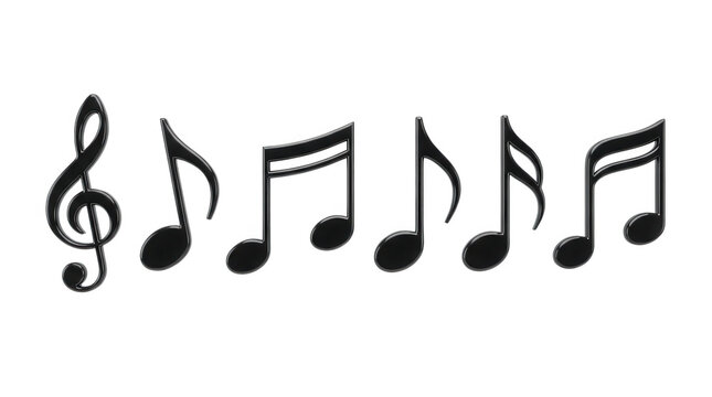 Music Notes Symbols Collection Isolated on Transparent Background