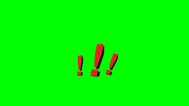 Triple Exclamation Mark Pulsing Alert Icon Animation with Glowing Modern Interface Style