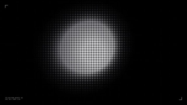 Abstract procedural halftone matrix pulsing in dark digital space