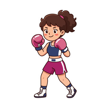 Cute Female Boxer Cartoon Vector Illustration