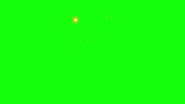 An animated neon green letter K is being drawn stroke by stroke with a glowing magical spark trail against a solid green screen background.