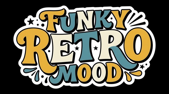 Funky retro mood groovy typographic design lettering in vintage style