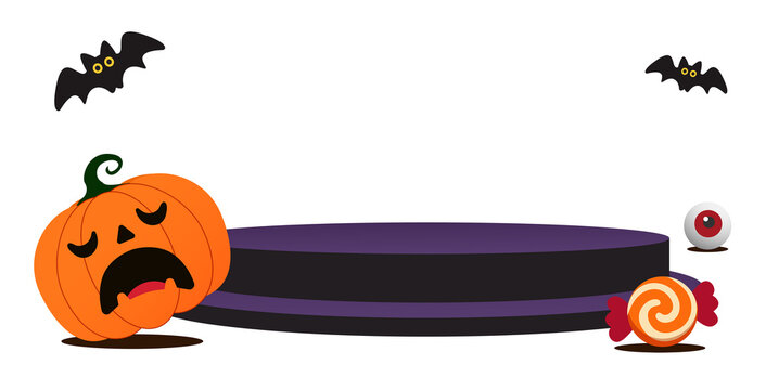 Halloween Pumpkin Banner with Blank Sign on Transparent Background PNG