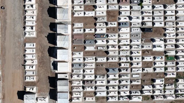 Aerial view of cemetery in Evora, Portugal.