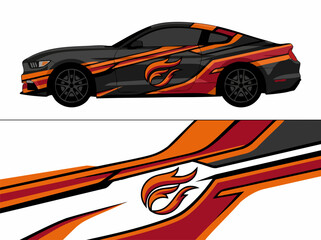 Fototapeta premium stylized racing car flames graphic