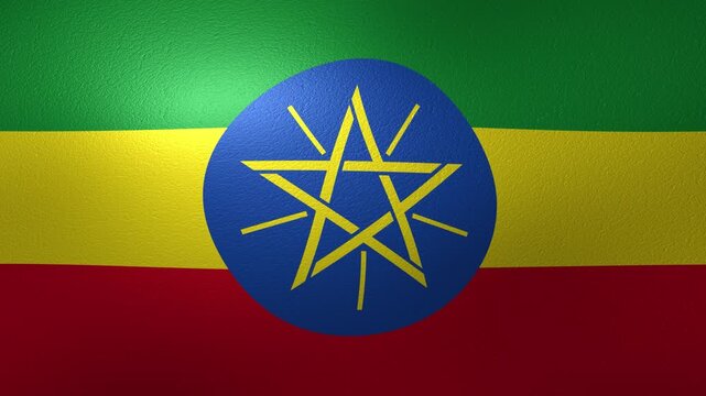 Waving ethiopian national flag with emblem