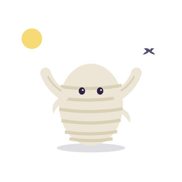 Cute mummy character with bandages Halloween vector illustration
