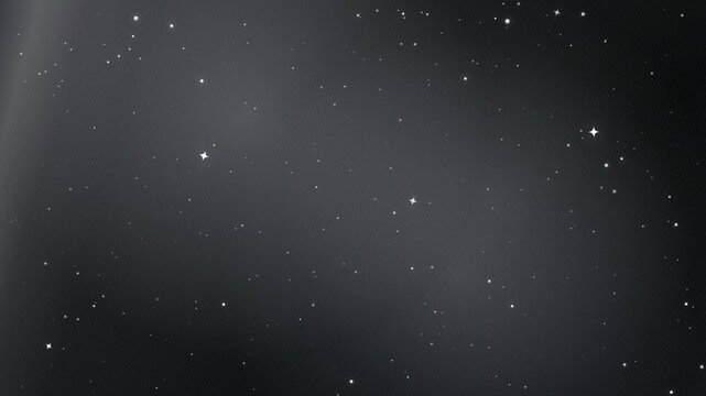 Abstract cinematic space background with floating stars and soft glowing nebulae in deep black void