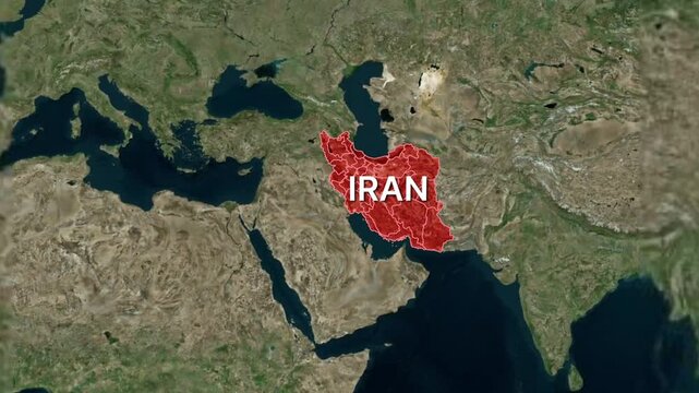 Iran Satellite Map Animation with Geographic Borders and Middle East Region