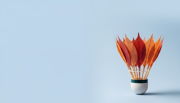 紅葉でできた秋色のバドミントンシャトル