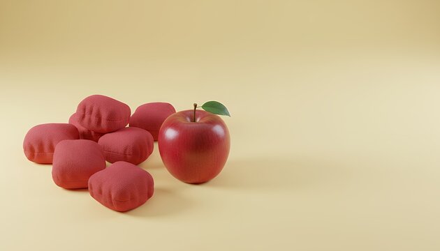 赤いリンゴと柔らかな赤い石