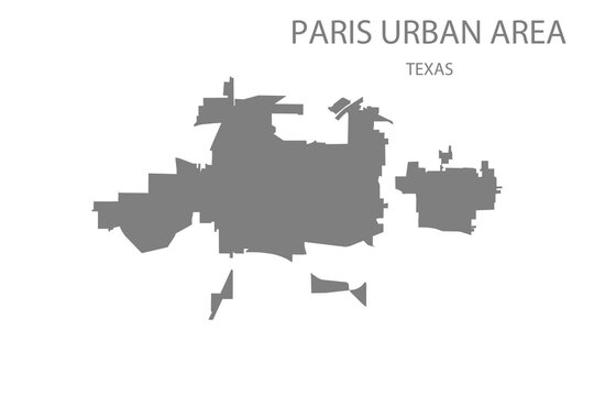 Paris Urban Area Map, Texas, USA