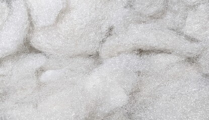 ​White synthetic polyester fiber wadding texture background, fluffy dacron fiberfill for pillow and doll stuffing © Putu