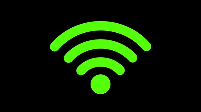 2D Wifi Wireless Signal Icon. Alpha Channel. Transparent Background. Drag and Drop. Ideal for technology tutorials, connectivity concepts, UI overlays, global communication. 4K.