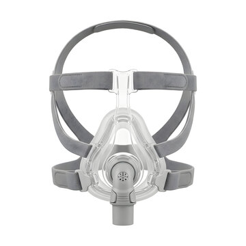 Medical CPAP mask for sleep apnea therapy treatment isolated background.