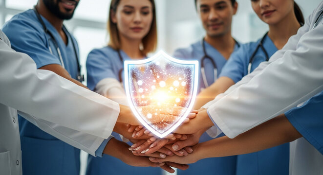 Healthcare team unity and protection concept