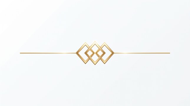 Elegant gold geometric divider, luxury metallic line ornament with interlocking diamond shapes, minimalist golden border for invitations