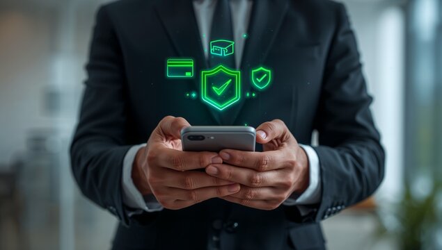 cybersecurity and digital identity protection for mobile banking with secure online transaction interface featuring biometric authentication and encrypted payment gateway technology 