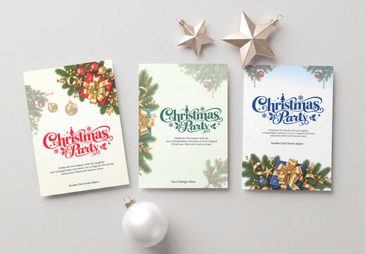Christmas Party Invitation Card Mockup