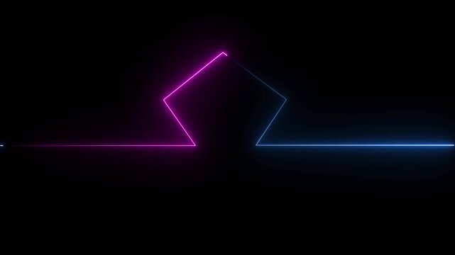 A minimalist neon line icon glows with sharp, luminous edges, smoothly transitioning between vibrant colors like pink and blue, creating a modern, sleek design.