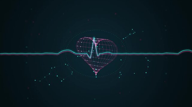Digital heartbeat ekg pulse animation: futuristic medical technology background, for healthcare and, cardiology presentations