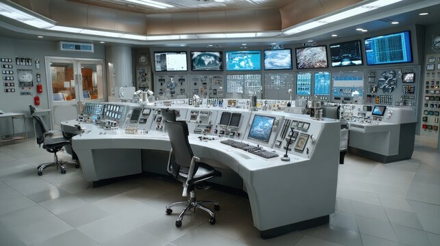 Control Room Central: A sophisticated control room with multiple screens and consoles, offering a glimpse into a high-tech operational hub.