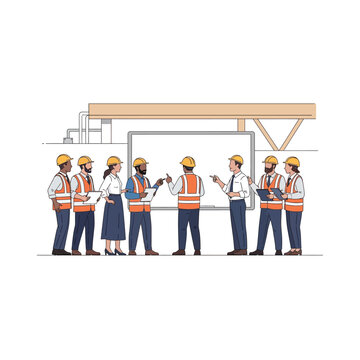 Construction workers in safety gear.