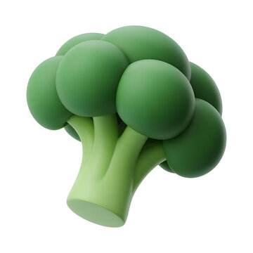 Realistic 3d broccoli vegetable illustration isolated on transparent background