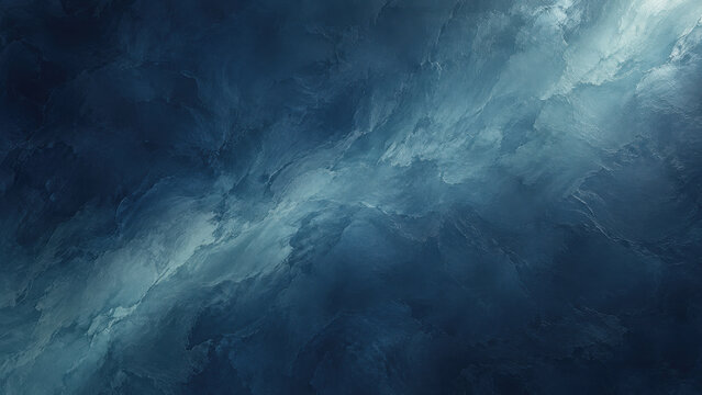 Abstract dark blue texture background with rough stone or clay plaster surface and moody light