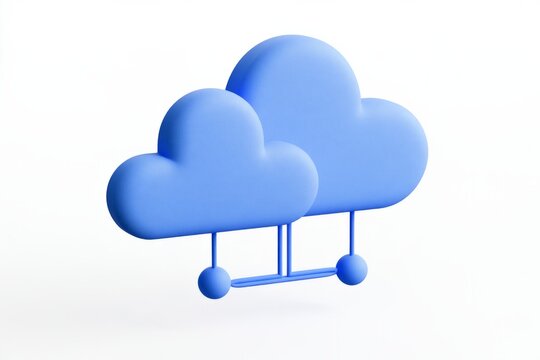 3D cloud computing storage icon with global network sign isolated on white background. Matte claymorphism style digital hosting concept.