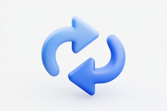 3D curved arrow icon with pastel gradient isolated on white background. Minimal matte claymorphism style share redo and undo interface concept.