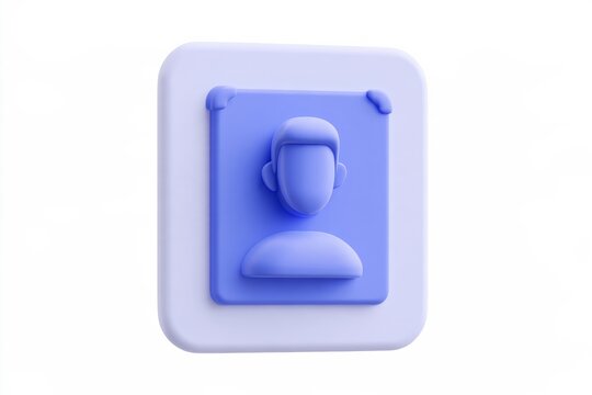 3D facial recognition scan frame icon with a user avatar isolated on white background. Matte claymorphism style face ID biometric security.