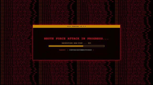 Brute Force Attack Hacking Terminal Interface.