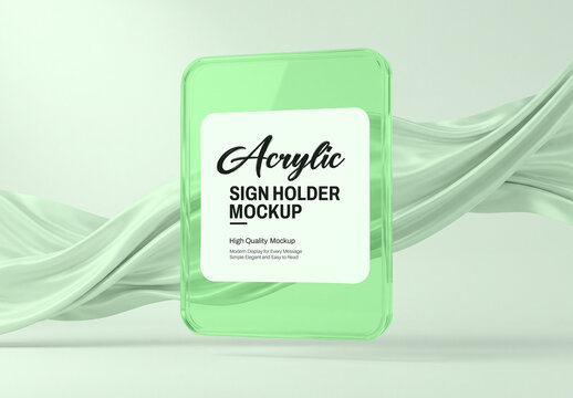 Transparent Acrylic Sign Holder Display Mockup