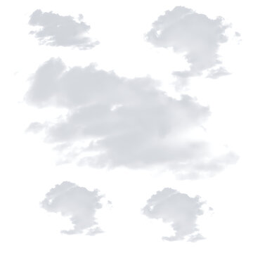 Group of isolated soft white clouds