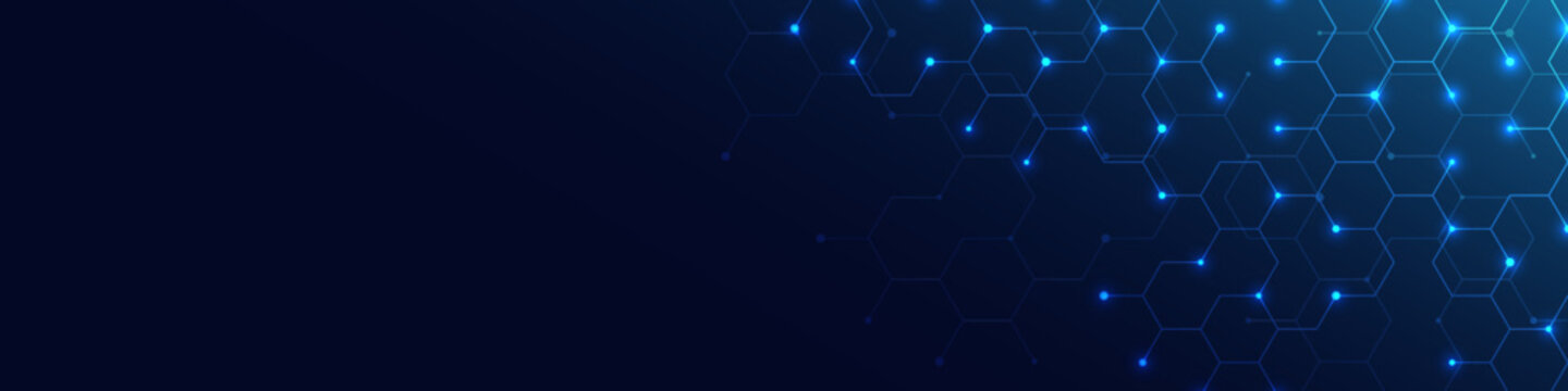Abstract technology background and design element with hexagons pattern and geometric shapes