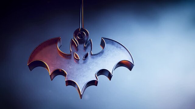 Metallic Halloween bat pendant hanging and moving in loop